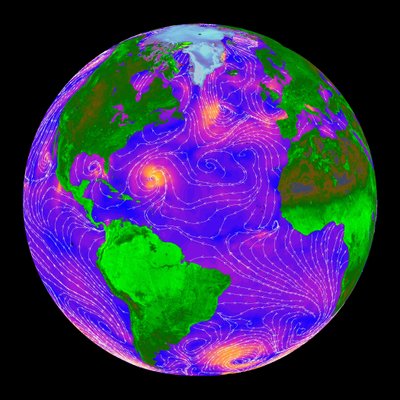 澄んだ空と雲の中のグローバルレーダー測定。海上のレーダーデータは、科学者や気象予報士に地表の風速と風向に関する情報を提供します。 NASAの信用。 作： National Aeronautics and Space Administration National Aeronautics and Space Administration